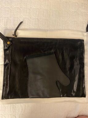 Jack Gomme Black Leather Glove Patch Clutch